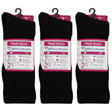 Load image into Gallery viewer, Falari Women Diabetic Socks Diabetes Edema and Circulatory Loose Fitting Cotton Crew Socks - 6 Pairs Black